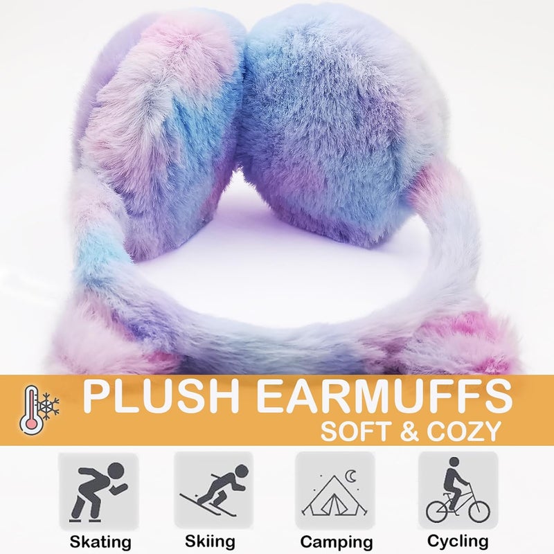 FYBW Ear Muffs Gloves Set for Kids, Winter Adjustable Sequins Warm Earmuffs for Kids Outdoor Cold Weather - Image 2